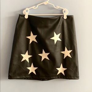Faux Leather Star Skirt